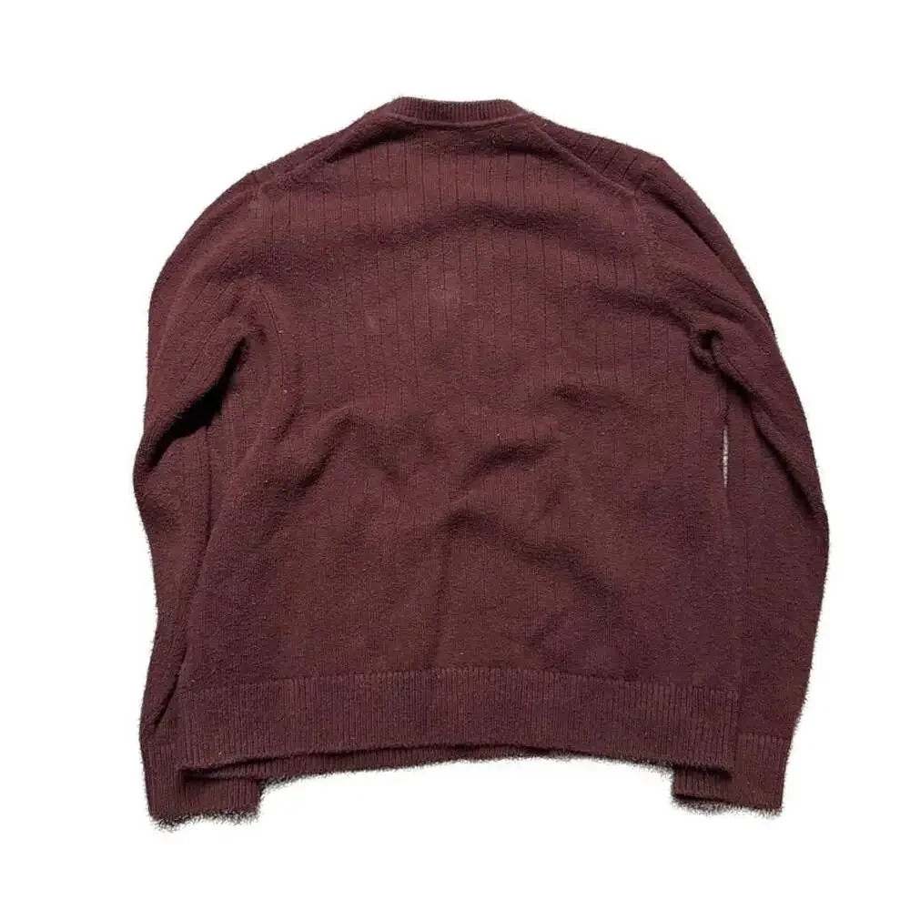 Banana Republic Men's Burgundy Ribbed Crew Neck Sweater